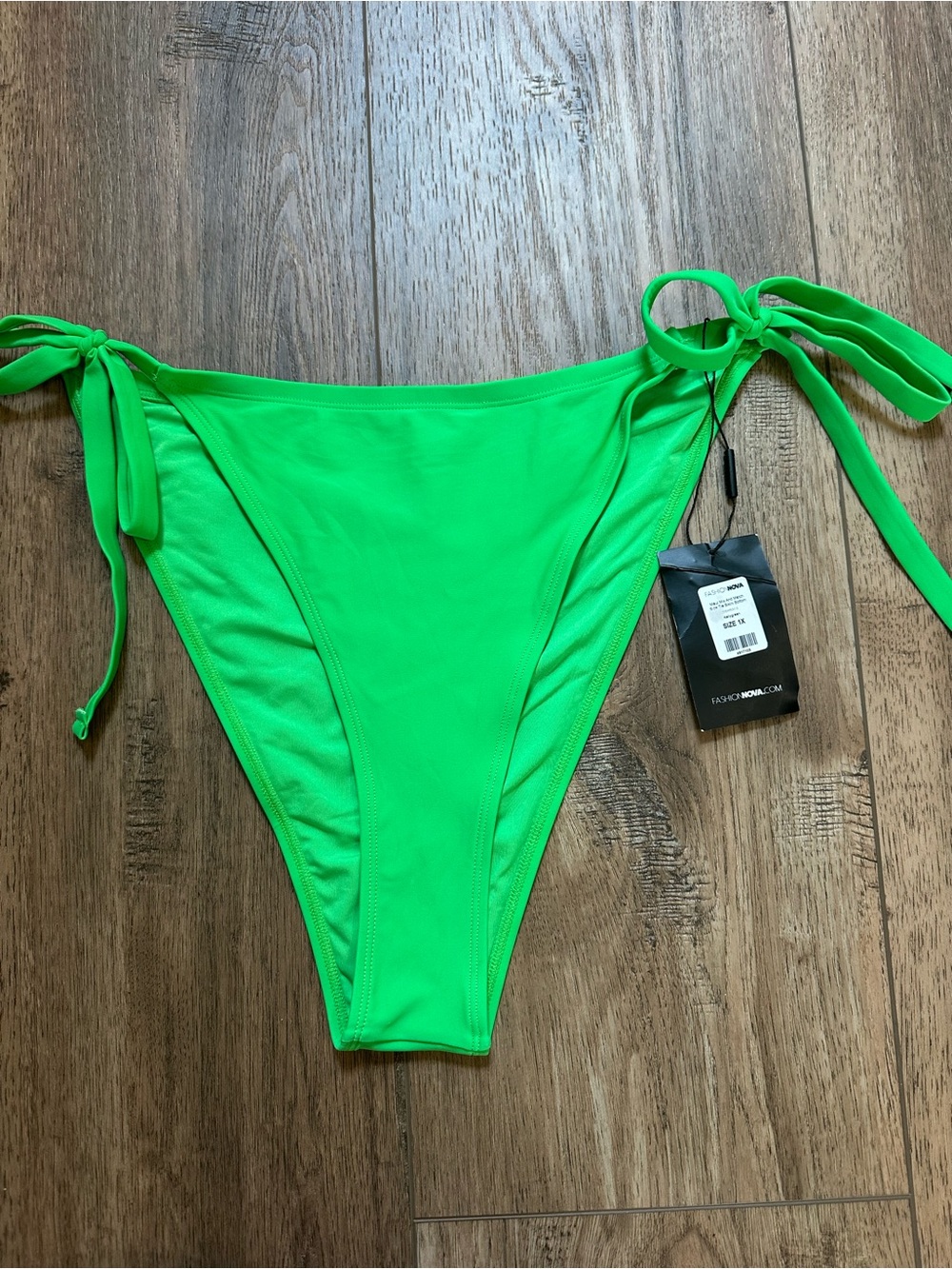 NWT! Fashion Nova Bikini Bottoms, Lime Green, Cheeky, Side Tie, 1X